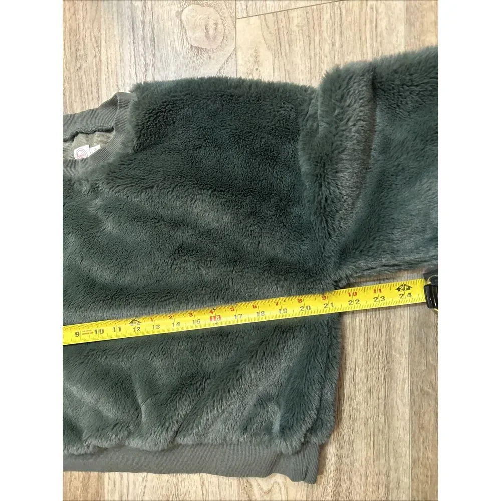 Girls‎ L 10/12 Sherpa Pullover Green Sweatshirt Wonder Nation